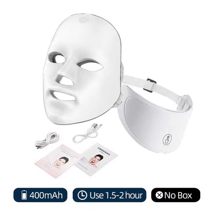 Masque Facial Anti-Âge À LED Pour Le Cou, 7 Couleurs, Thérapie À La Lumière Rouge, Raffermissement De La Peau, Lifting, Beauté Légère, Blanchiment À Domicile