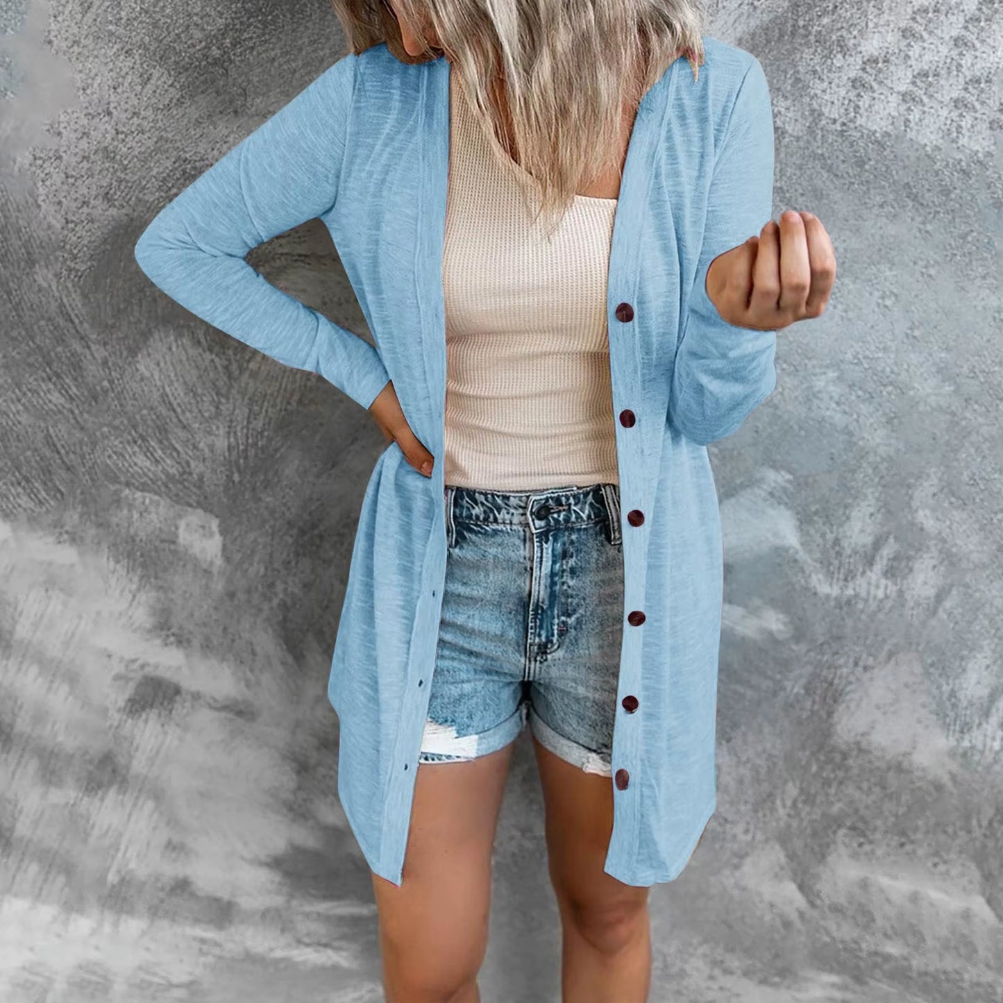 Femmes Mode Boutonné Manteaux Automne Nouveaux Cardigans Ouverts Sur Le Devant À Manches Longues Vêtements D'Extérieur Solide Doux Cardigan Manteau 2025 Tenues D'Automne