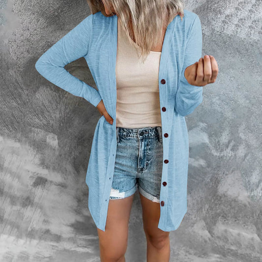 Femmes Mode Boutonné Manteaux Automne Nouveaux Cardigans Ouverts Sur Le Devant À Manches Longues Vêtements D'Extérieur Solide Doux Cardigan Manteau 2025 Tenues D'Automne