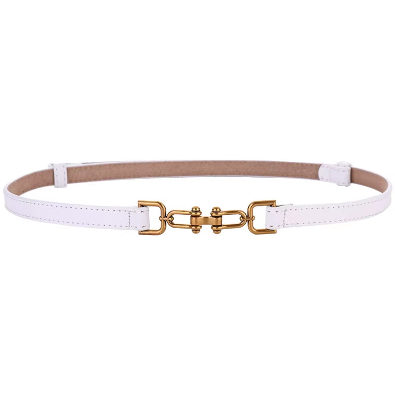 Ceintures Coréennes En Cuir Véritable Pour Femmes, Ceinture De Taille Fine En Cuir Verni Avec Boucle Dorée Pour Robe, Ceinture De Luxe Réglable Pour Femmes