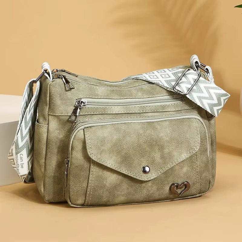 Trendy Large Capacity Women'S Shoulder Bag Fashionable Fresh All-Match Crossbody Bag Soft PU Leather Square Shape Zipper Closure