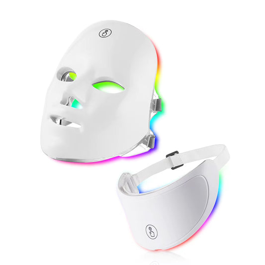 Masque Facial Anti-Âge À LED Pour Le Cou, 7 Couleurs, Thérapie À La Lumière Rouge, Raffermissement De La Peau, Lifting, Beauté Légère, Blanchiment À Domicile