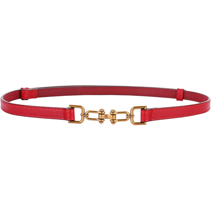 Ceintures Coréennes En Cuir Véritable Pour Femmes, Ceinture De Taille Fine En Cuir Verni Avec Boucle Dorée Pour Robe, Ceinture De Luxe Réglable Pour Femmes