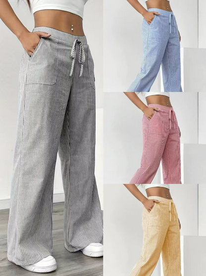 Valencia – Pantalon Large Rayé