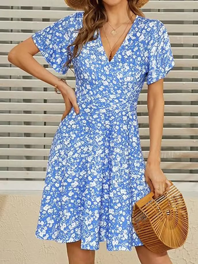 Camélia – Robe Midi Cache-Cœur Fleurie