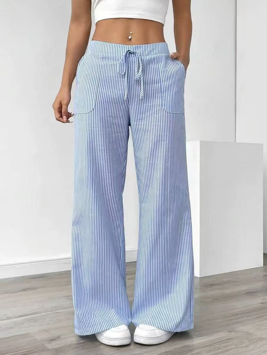 Valencia – Pantalon Large Rayé