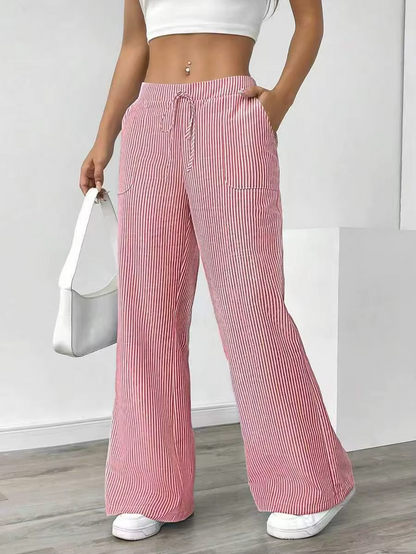 Valencia – Pantalon Large Rayé