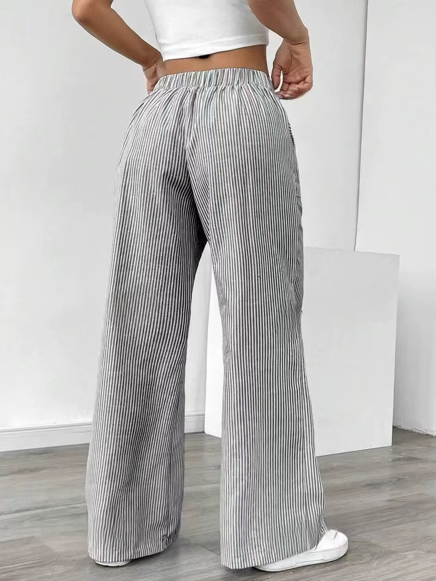 Valencia – Pantalon Large Rayé