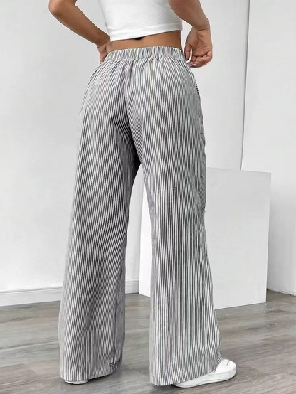Valencia – Pantalon Large Rayé