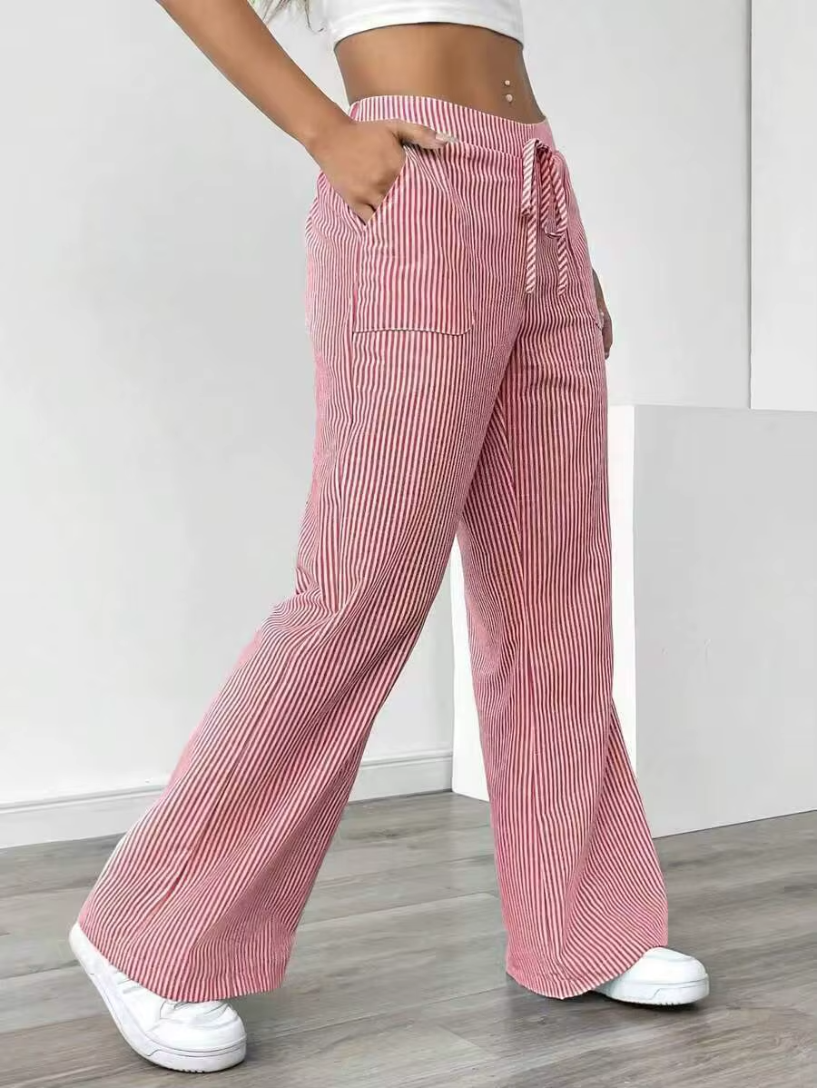 Valencia – Pantalon Large Rayé