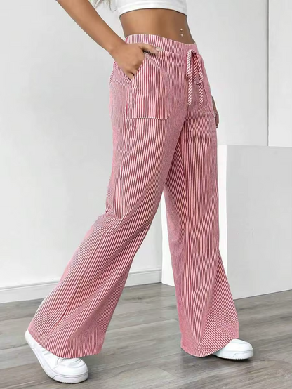 Valencia – Pantalon Large Rayé