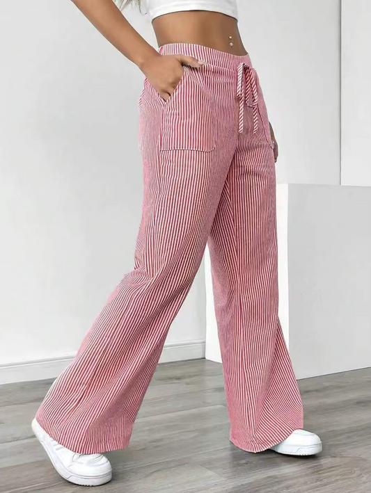 Valencia – Pantalon Large Rayé