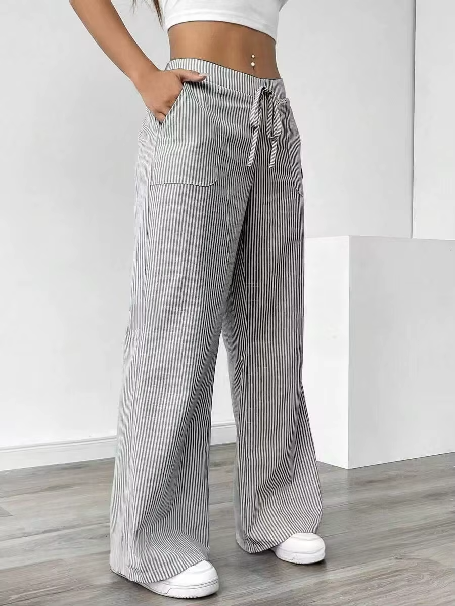 Valencia – Pantalon Large Rayé