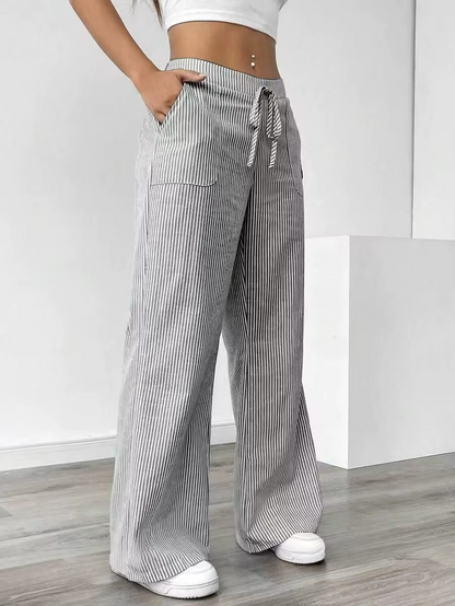 Valencia – Pantalon Large Rayé