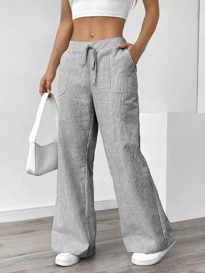 Valencia – Pantalon Large Rayé