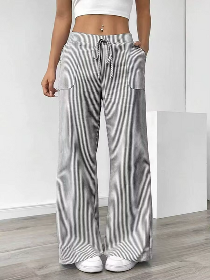 Valencia – Pantalon Large Rayé