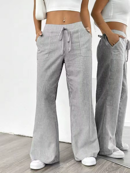 Valencia – Pantalon Large Rayé