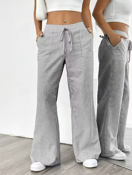 Valencia – Pantalon Large Rayé