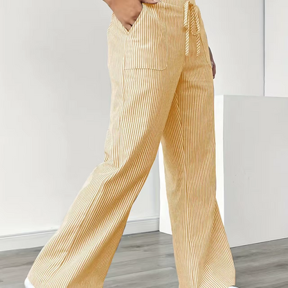 Valencia – Pantalon Large Rayé