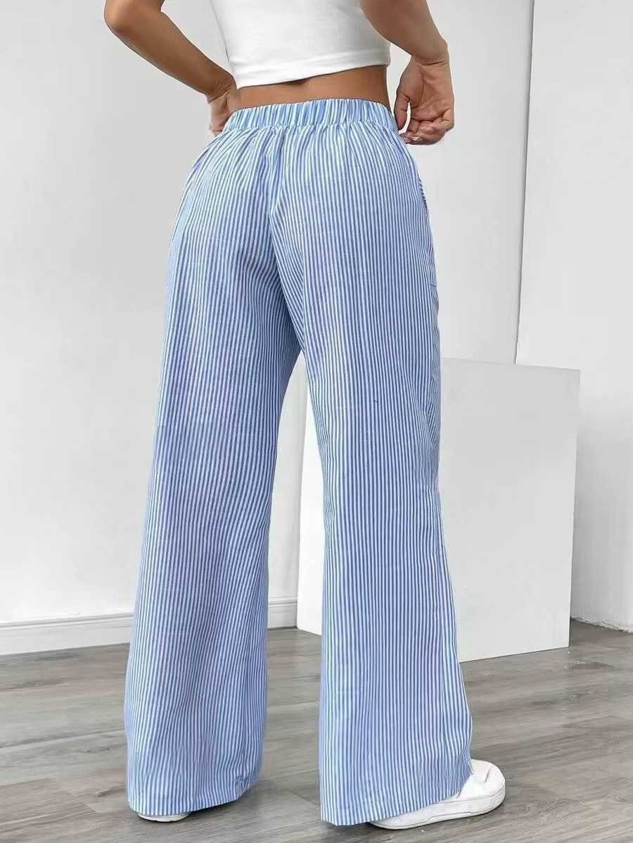 Valencia – Pantalon Large Rayé