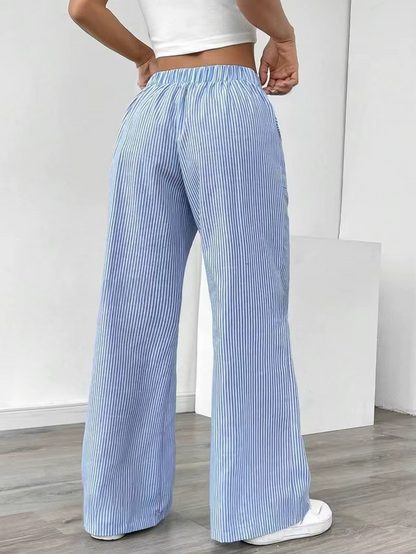Valencia – Pantalon Large Rayé