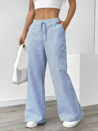 Valencia – Pantalon Large Rayé