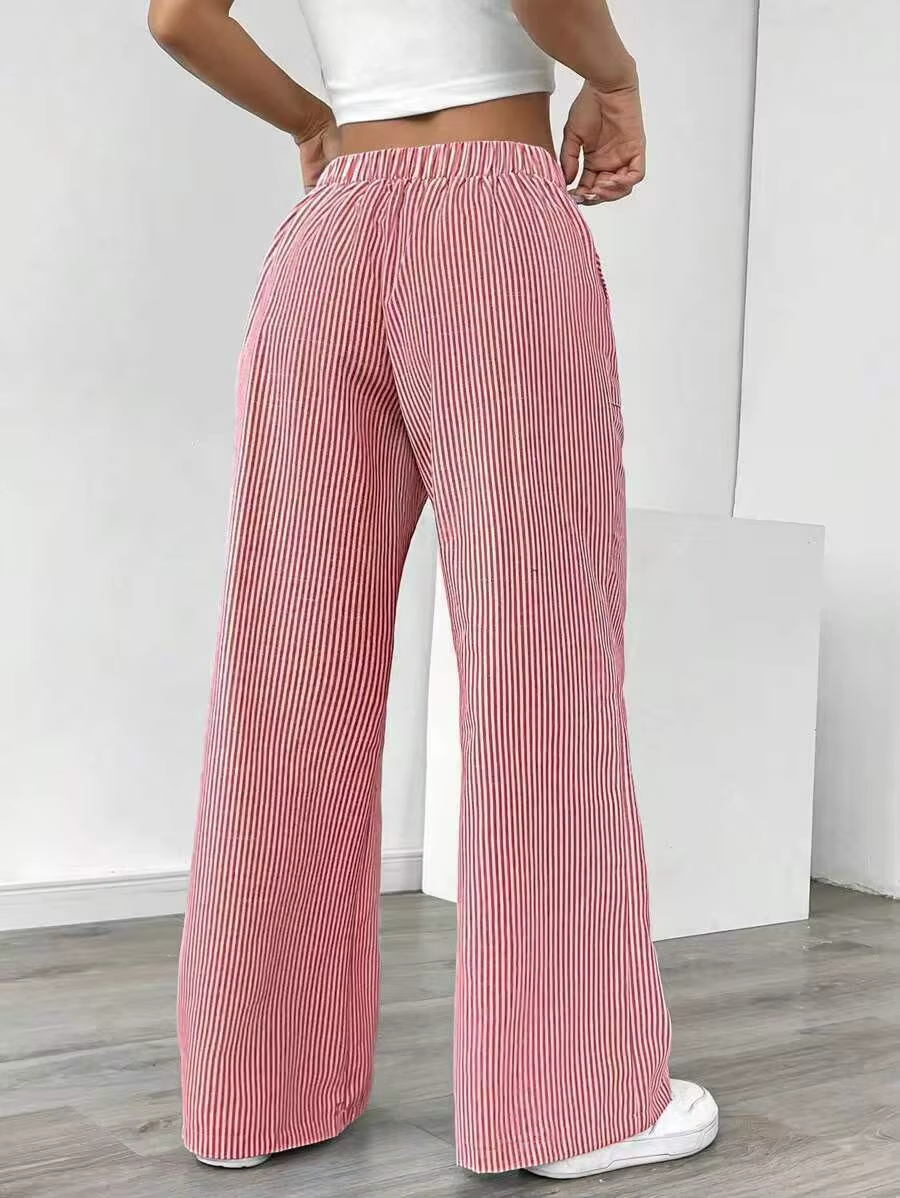 Valencia – Pantalon Large Rayé