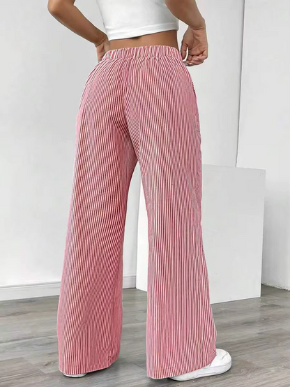 Valencia – Pantalon Large Rayé