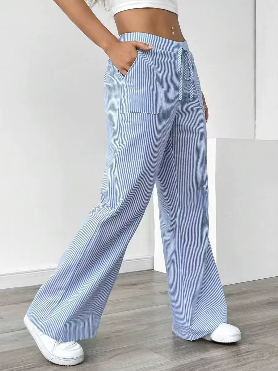 Valencia – Pantalon Large Rayé