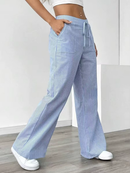 Valencia – Pantalon Large Rayé