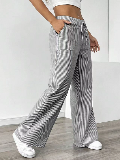 Valencia – Pantalon Large Rayé