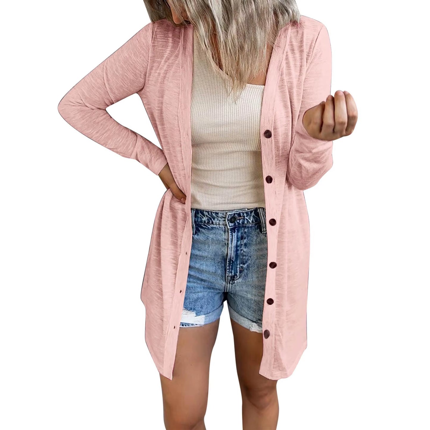 Femmes Mode Boutonné Manteaux Automne Nouveaux Cardigans Ouverts Sur Le Devant À Manches Longues Vêtements D'Extérieur Solide Doux Cardigan Manteau 2025 Tenues D'Automne